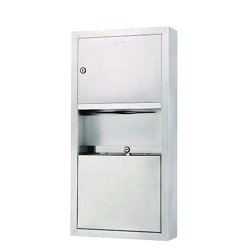 Alpine Stainless Steel Surface-Mounted Paper Towel Dispenser with Waste Receptacle, 28 x 4 x 14 (ALP494)