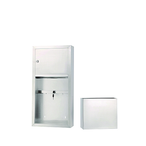 Alpine Stainless Steel Surface-Mounted Paper Towel Dispenser with Waste Receptacle, 28 x 4 x 14 (ALP494)