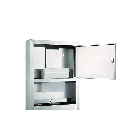 Alpine Stainless Steel Surface-Mounted Paper Towel Dispenser with Waste Receptacle, 28 x 4 x 14 (ALP494)