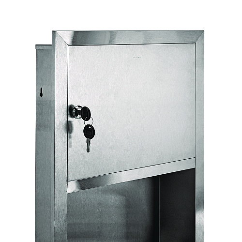 Alpine Recessed Commercial Paper Towel Dispenser with 2 Gal Waste Receptacle, 28 x 4.3 x 14, Stainless Steel (ALP495)
