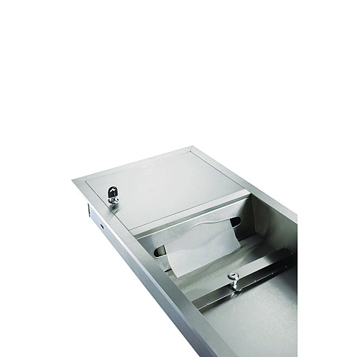 Alpine Recessed Commercial Paper Towel Dispenser with 2 Gal Waste Receptacle, 28 x 4.3 x 14, Stainless Steel (ALP495)