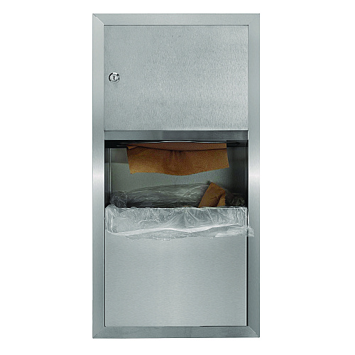 Alpine Recessed Commercial Paper Towel Dispenser with 2 Gal Waste Receptacle, 28 x 4.3 x 14, Stainless Steel (ALP495)
