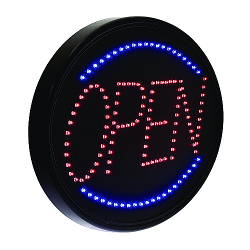 Alpine LED Oval Open Sign, 23 x 14, Black Frame, Blue/Red Graphics (ALP49702)