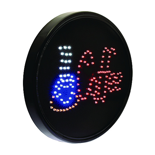 Alpine LED Oval Coffee Sign, 23 x 14, Black Frame, Blue/Red Graphics (ALP49705)
