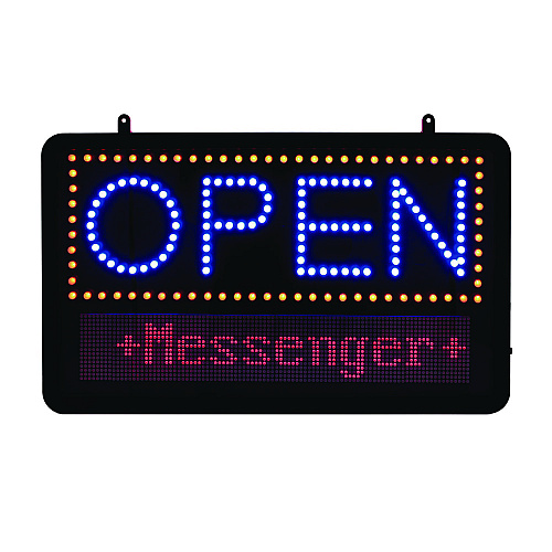 Alpine LED Programmable Message Board Open Sign, 22 x 13, Black Frame, Blue/Red Graphics (ALP49710)