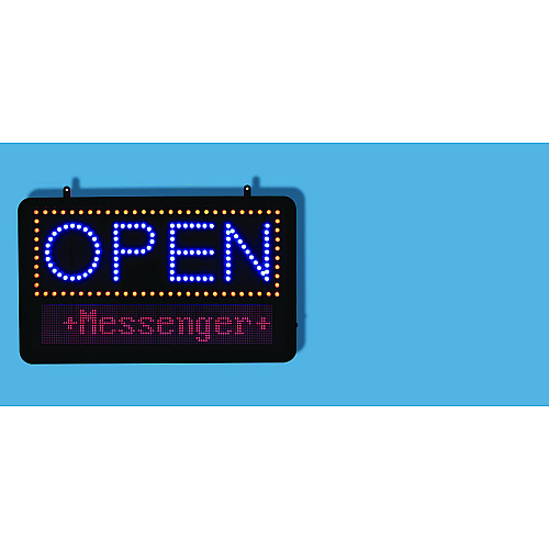 Alpine LED Programmable Message Board Open Sign, 22 x 13, Black Frame, Blue/Red Graphics (ALP49710)