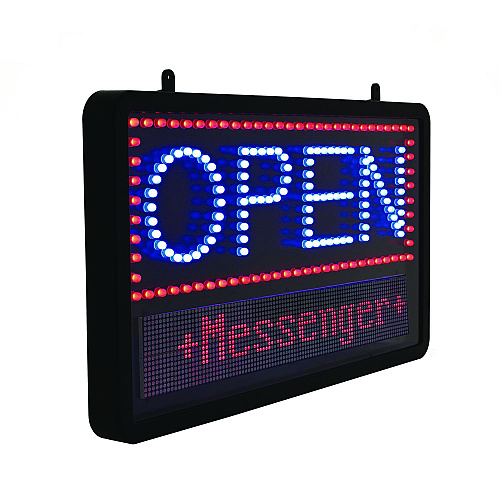Alpine LED Programmable Message Board Open Sign, 22 x 13, Black Frame, Blue/Red Graphics (ALP49710)