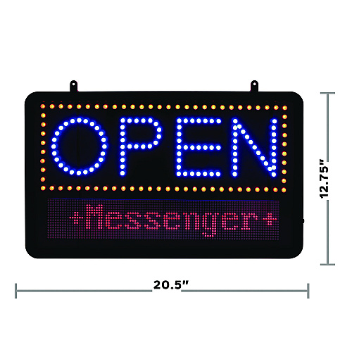 Alpine LED Programmable Message Board Open Sign, 22 x 13, Black Frame, Blue/Red Graphics (ALP49710)