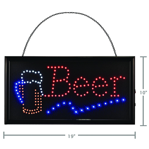 Alpine LED Rectangular Beer Sign, 19 x 10, Black Frame, Blue/Green/Orange/Red/White Graphics (ALP49714)
