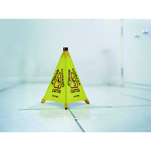 Alpine Tri-fold Multi-Lingual Pop-Up Wet Floor Sign, 2.95 x 2.55 x 20, Yellow (ALP49820)