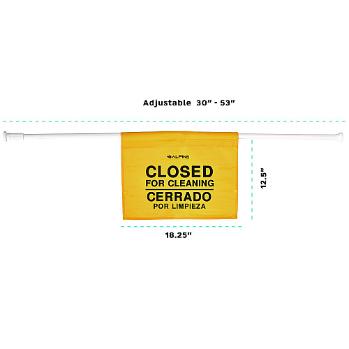 Alpine Safety Hanging Sign with Multi-Lingual Closed for Cleaning Imprint, 30.12 x 1.57 x 1.57, Yellow (ALP498HAN)