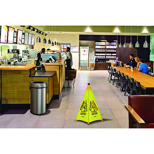 Alpine Tri-fold Multi-Lingual Pop-Up Wet Floor Sign, 2.95 x 2.55 x 30, Yellow (ALP49830)