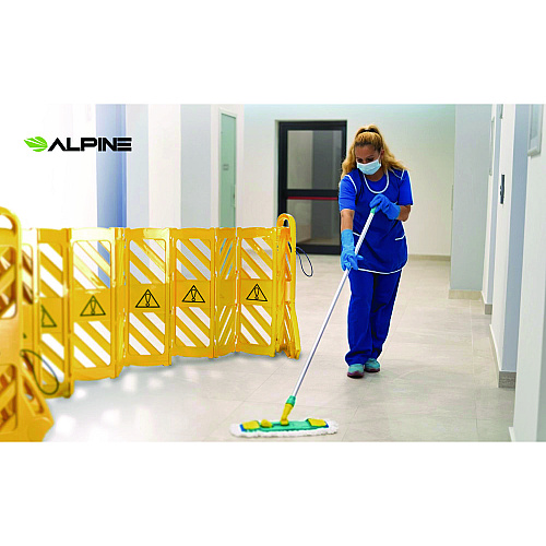 Alpine Expandable Portable Fence Barrier Safety Barricade, Plastic, 1.97 x 153.54 x 39.76, Yellow (ALP499BAR)