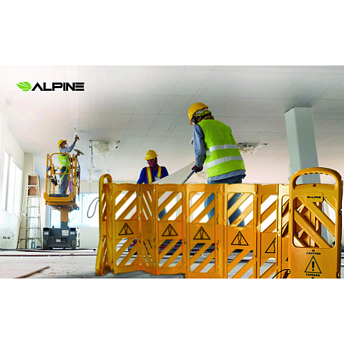 Alpine Expandable Portable Fence Barrier Safety Barricade, Plastic, 1.97 x 153.54 x 39.76, Yellow (ALP499BAR)