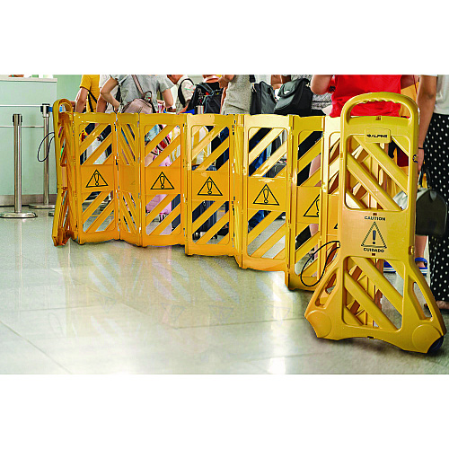 Alpine Expandable Portable Fence Barrier Safety Barricade, Plastic, 1.97 x 153.54 x 39.76, Yellow (ALP499BAR)