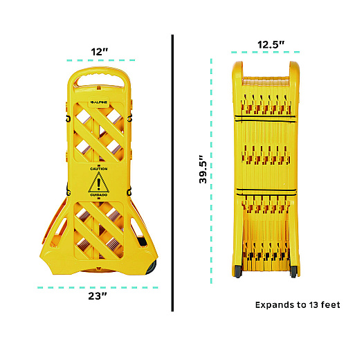 Alpine Expandable Portable Fence Barrier Safety Barricade, Plastic, 1.97 x 153.54 x 39.76, Yellow (ALP499BAR)