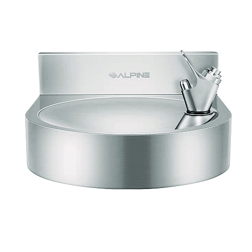 Alpine Wall-Mounted Indoor/Outdoor Water Fountain, Single-Level, Non-Filtered, Non-Refrigerated, Silver (ALP70001)