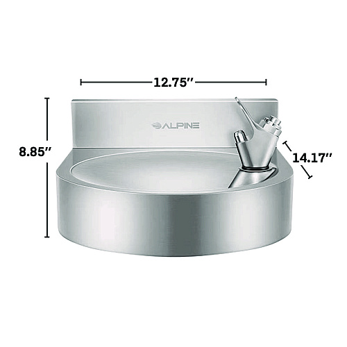 Alpine Wall-Mounted Indoor/Outdoor Water Fountain, Single-Level, Non-Filtered, Non-Refrigerated, Silver (ALP70001)