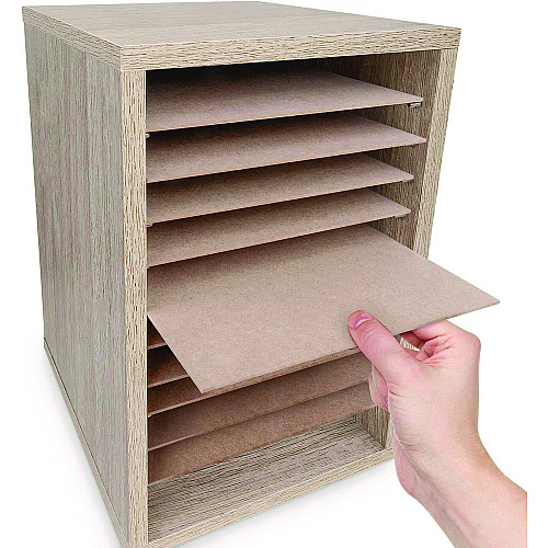 AdirOffice 11 Compartment Wood Mail Paper Sorter Literature Organizer, 11 Sections, Letter Size, 10.75 x 11.75 x 16.2, Medium Oak (I50011MEO)