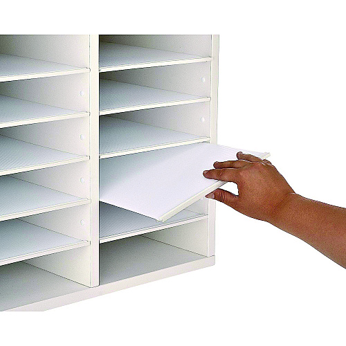 AdirOffice Wood Adjustable 12 Compartment Literature Organizer, 12 Sections, Letter Size, 20 x 11.8 x 16.3, White (I50012WHI)