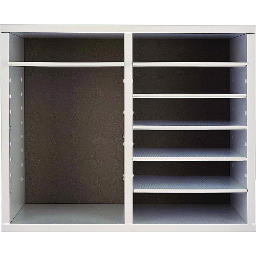 AdirOffice Wood Adjustable 12 Compartment Literature Organizer, 12 Sections, Letter Size, 20 x 11.8 x 16.3, White (I50012WHI)