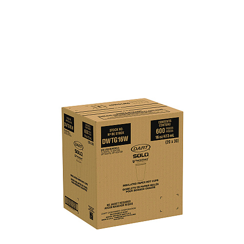 SOLO Thermoguard Insulated Paper Hot Cups, 16 oz, White Sustainable Forest Print, 600/Carton (DWTG16W)