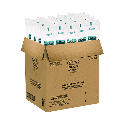 SOLO Thermoguard Insulated Paper Hot Cups, 16 oz, White Sustainable Forest Print, 600/Carton (DWTG16W)