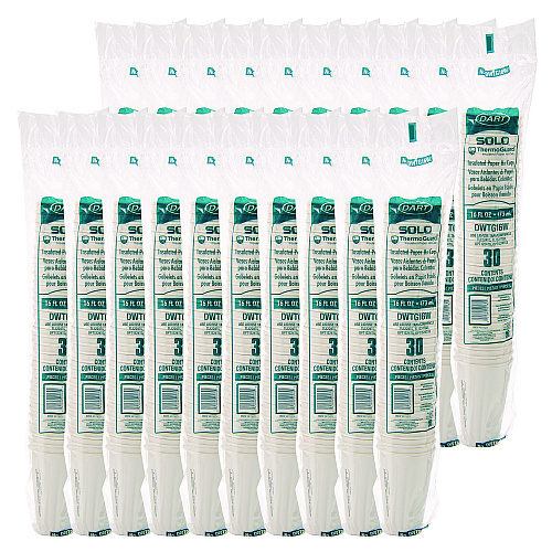 SOLO Thermoguard Insulated Paper Hot Cups, 16 oz, White Sustainable Forest Print, 600/Carton (DWTG16W)