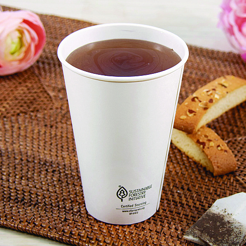 SOLO Thermoguard Insulated Paper Hot Cups, 16 oz, White Sustainable Forest Print, 600/Carton (DWTG16W)