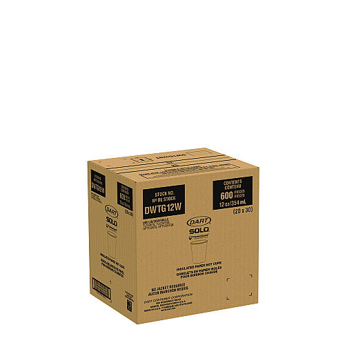 SOLO Thermoguard Insulated Paper Hot Cups, 12 oz, White Sustainable Forest Print, 600/Carton (DWTG12W)