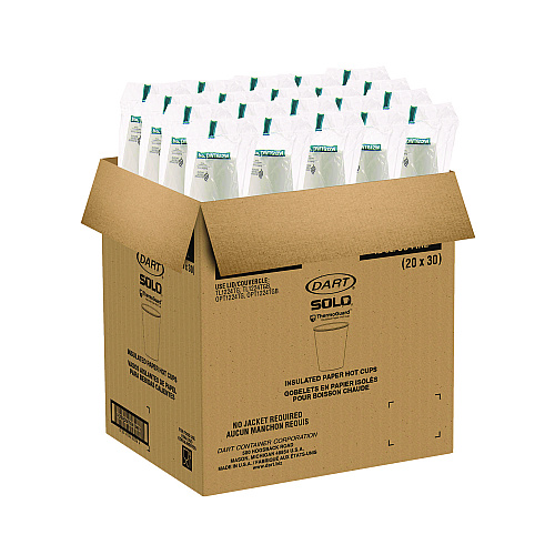SOLO Thermoguard Insulated Paper Hot Cups, 12 oz, White Sustainable Forest Print, 600/Carton (DWTG12W)