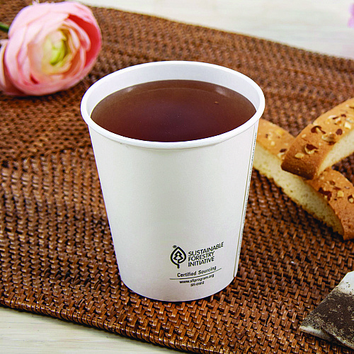 SOLO Thermoguard Insulated Paper Hot Cups, 12 oz, White Sustainable Forest Print, 600/Carton (DWTG12W)