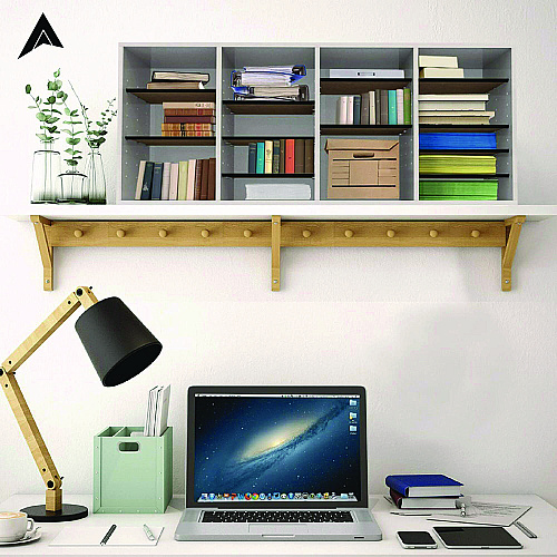 AdirOffice Wood Adjustable 24 Compartment Literature Organizer, 24 Sections, Letter Size, 39.3 x 11.8 x 16.3, White (I50024WHI)