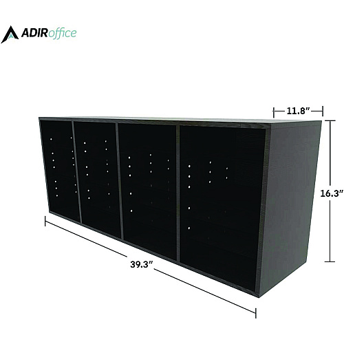 AdirOffice Wood Adjustable 24 Compartment Literature Organizer, 24 Sections, Letter Size, 39.3 x 11.8 x 16.3, Black (I50024BLK)