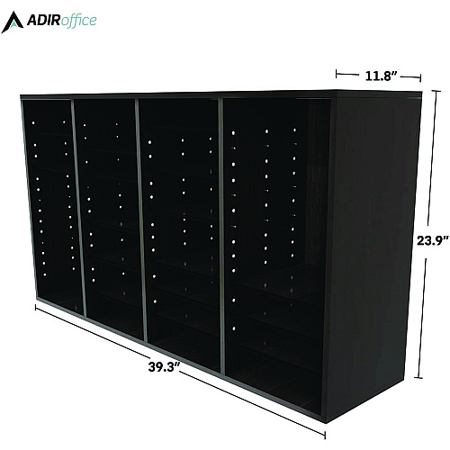 AdirOffice Wood Adjustable 36 Compartment Literature Organizer, 36 Sections, Letter Size, 39.3 x 11.8 x 23.9, Black (I50036BLK)