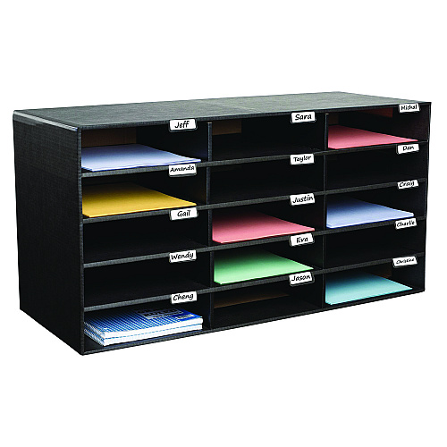 AdirOffice File Classroom Literature Organizer, 15 Sections, Letter Size, 32 x 13 x 17, Black (I50115BLK)