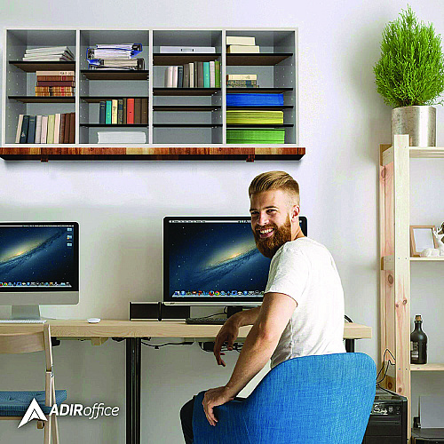 AdirOffice Wood Adjustable 24 Compartment Literature Organizer, 24 Sections, Letter Size, 39.3 x 11.8 x 16.3, White (I50024WHI)
