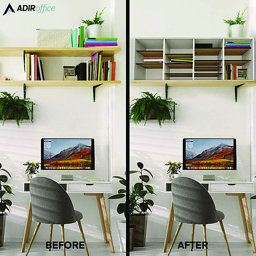 AdirOffice Wood Adjustable 24 Compartment Literature Organizer, 24 Sections, Letter Size, 39.3 x 11.8 x 16.3, White (I50024WHI)