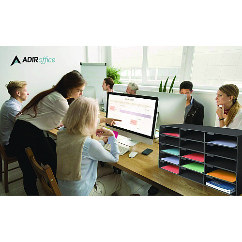 AdirOffice File Classroom Literature Organizer, 15 Sections, Letter Size, 32 x 13 x 17, Black (I50115BLK)