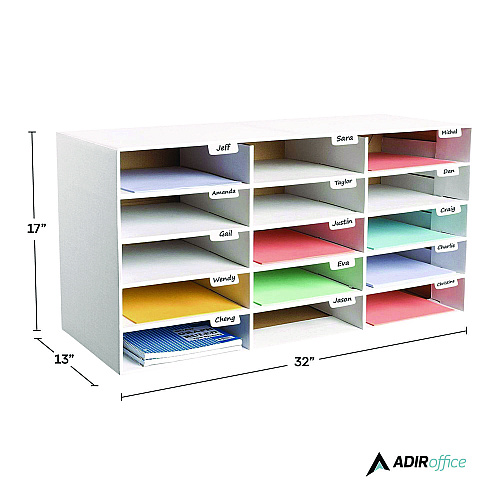 AdirOffice File Classroom Literature Organizer, 15 Sections, Letter Size, 32 x 13 x 17, White (I50115WHI)