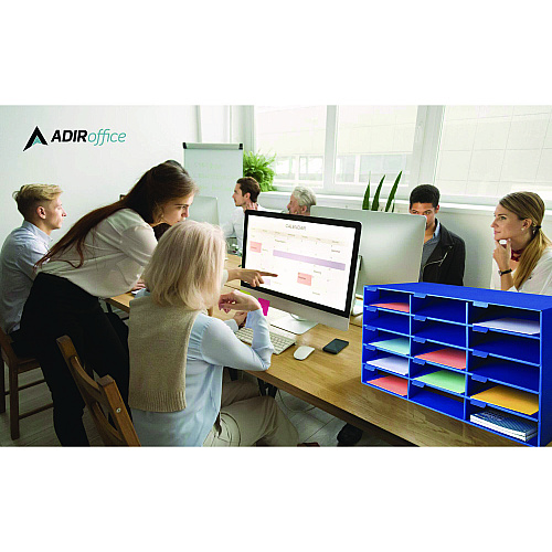 AdirOffice File Classroom Literature Organizer, 15 Sections, Letter Size, 32 x 13 x 17, Blue (I50115BLU)