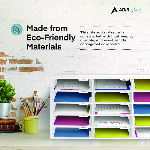AdirOffice File Classroom Literature Organizer, 15 Sections, Letter Size, 32 x 13 x 17, White (I50115WHI)