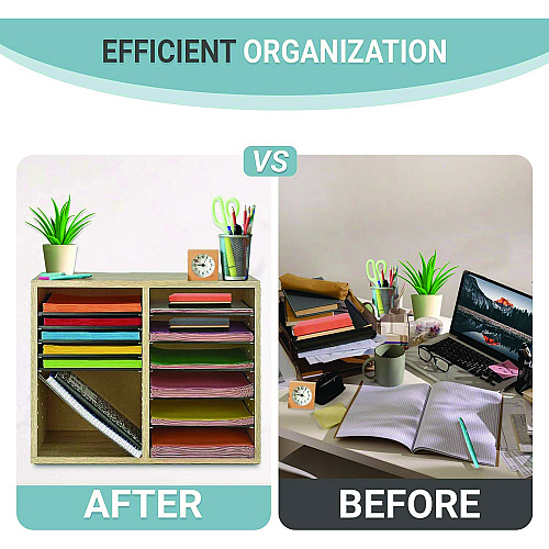 AdirOffice 15-Slot Paper Storage Desk Literature Organizer, 15 Sections, Letter Size, 29 x 13 x 9.5, Blue (I50115CPBLU)