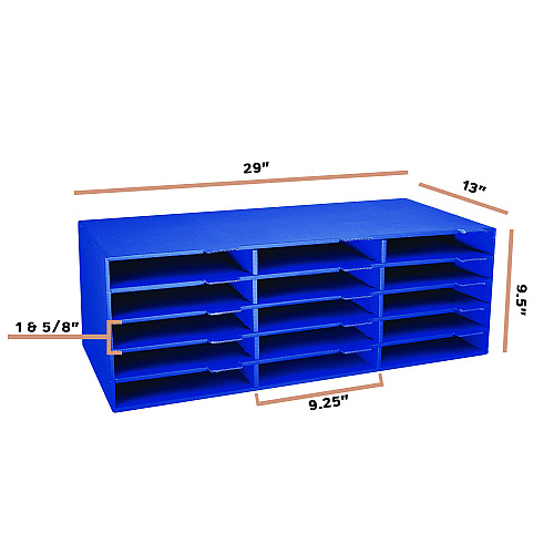 AdirOffice 15-Slot Paper Storage Desk Literature Organizer, 15 Sections, Letter Size, 29 x 13 x 9.5, Blue (I50115CPBLU)