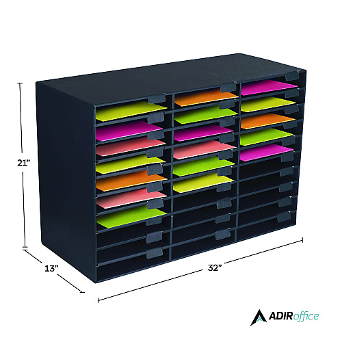 AdirOffice File Classroom Literature Organizer, 30 Sections, Letter Size, 32 x 13 x 21, Black (I50130BLK)