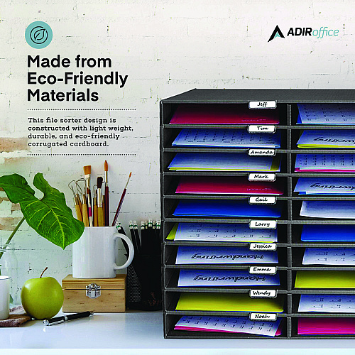 AdirOffice File Classroom Literature Organizer, 30 Sections, Letter Size, 32 x 13 x 21, Black (I50130BLK)
