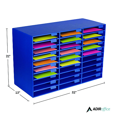 AdirOffice File Classroom Literature Organizer, 30 Sections, Letter Size, 32 x 13 x 21, Blue (I50130BLU)