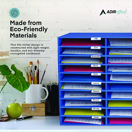 AdirOffice File Classroom Literature Organizer, 30 Sections, Letter Size, 32 x 13 x 21, Blue (I50130BLU)