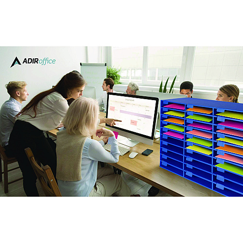 AdirOffice File Classroom Literature Organizer, 30 Sections, Letter Size, 32 x 13 x 21, Blue (I50130BLU)