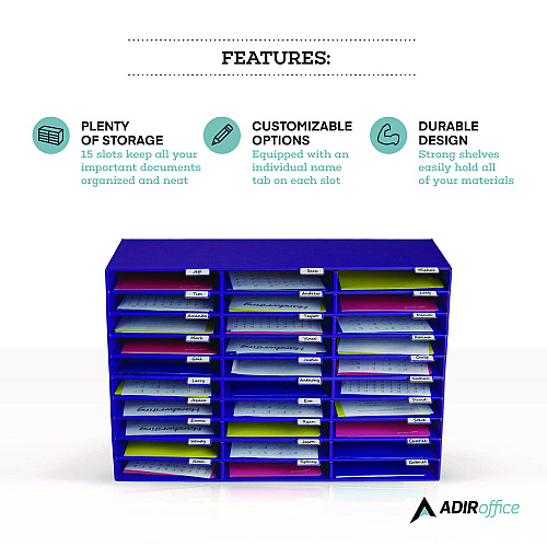 AdirOffice File Classroom Literature Organizer, 30 Sections, Letter Size, 32 x 13 x 21, Purple (I50130PUR)